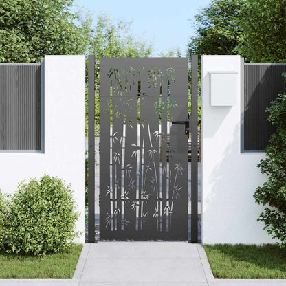 Garden Gate with Lock Black 110 x 180 cm Powder-Coated Steel