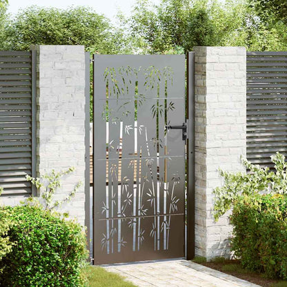 Garden Gate with Lock Black 110 x 205 cm Powder-Coated Steel