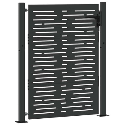 Garden Gate with Lock Black 110 x 130 cm Powder-Coated Steel