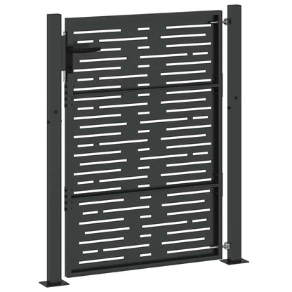 Garden Gate with Lock Black 110 x 130 cm Powder-Coated Steel