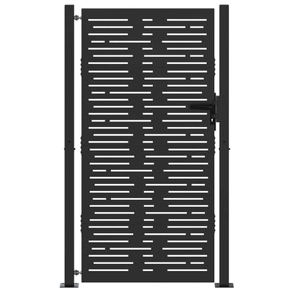 Garden Gate with Lock Black 110 x 180 cm Powder-Coated Steel
