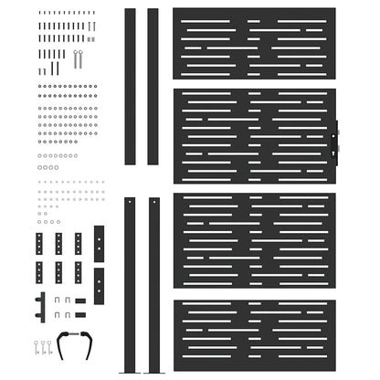Garden Gate with Lock Black 110 x 205 cm Powder-Coated Steel