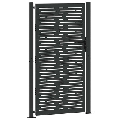 Garden Gate with Lock Black 110 x 205 cm Powder-Coated Steel
