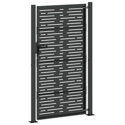 Garden Gate with Lock Black 110 x 205 cm Powder-Coated Steel
