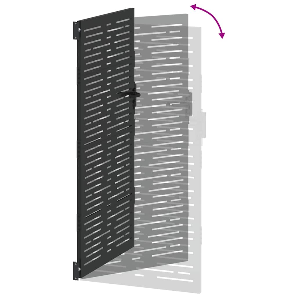 Garden Gate with Lock Black 110 x 205 cm Powder-Coated Steel