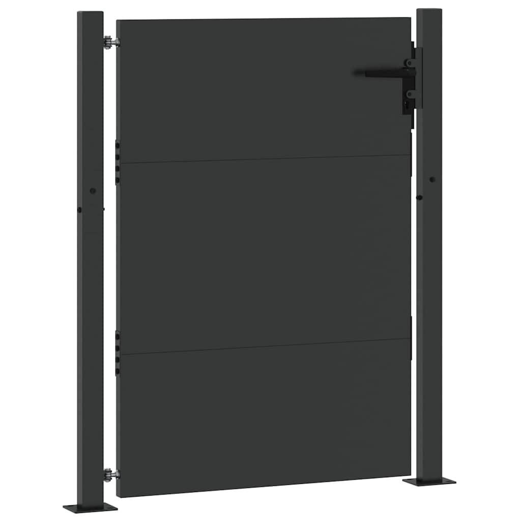 Garden Gate with Lock Black 110 x 155 cm Powder-Coated Steel