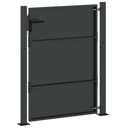 Garden Gate with Lock Black 110 x 155 cm Powder-Coated Steel