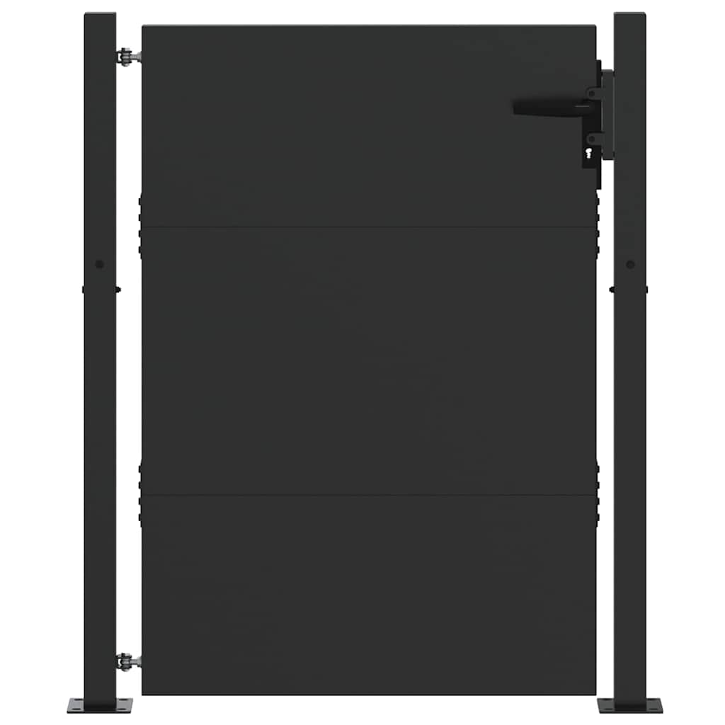 Garden Gate with Lock Black 110 x 155 cm Powder-Coated Steel