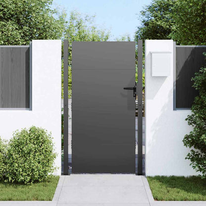 Garden Gate with Lock Black 110 x 180 cm Powder-Coated Steel