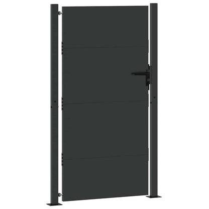 Garden Gate with Lock Black 110 x 180 cm Powder-Coated Steel