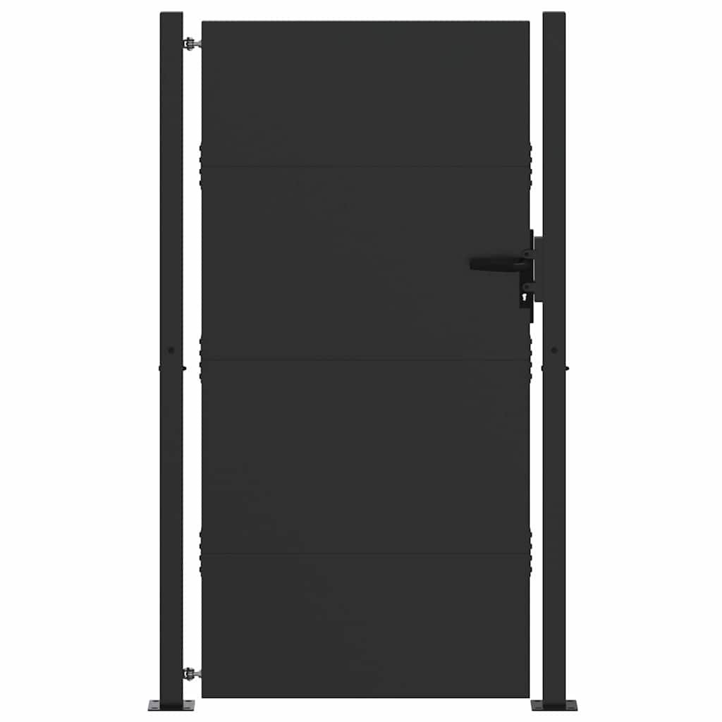 Garden Gate with Lock Black 110 x 180 cm Powder-Coated Steel