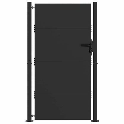 Garden Gate with Lock Black 110 x 180 cm Powder-Coated Steel