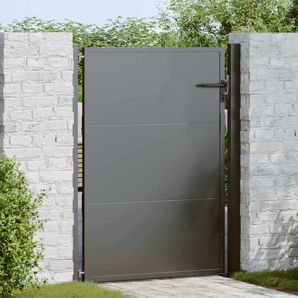 Garden Gate with Lock Black 110 x 130 cm Powder-Coated Steel