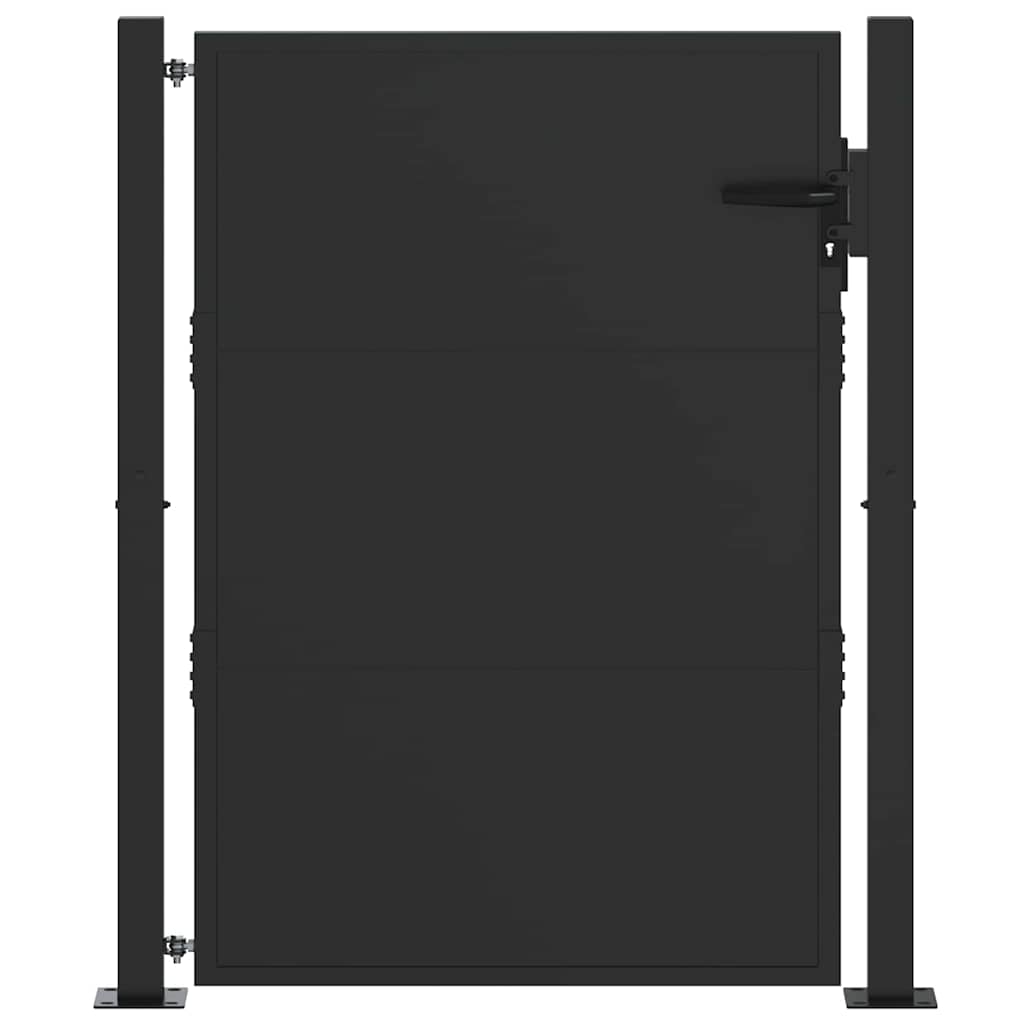 Garden Gate with Lock Black 110 x 130 cm Powder-Coated Steel