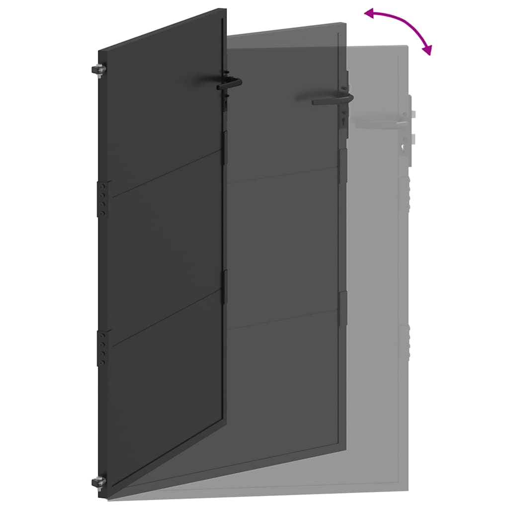 Garden Gate with Lock Black 110 x 130 cm Powder-Coated Steel
