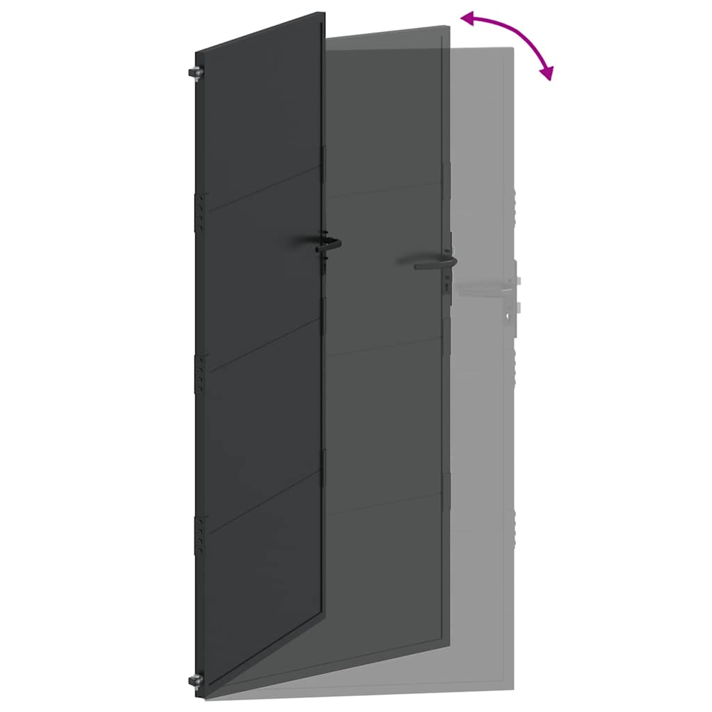 Garden Gate with Lock Black 110 x 180 cm Powder-Coated Steel