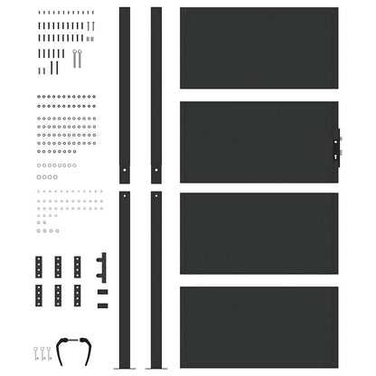 Garden Gate with Lock Black 110 x 205 cm Powder-Coated Steel