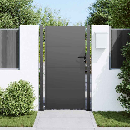Garden Gate with Lock Black 110 x 205 cm Powder-Coated Steel