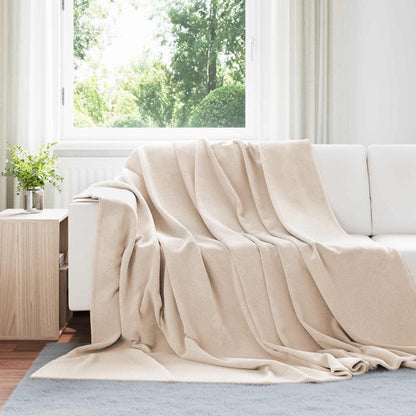 Throw Blanket Beige 220 x 240 cm Fleece
