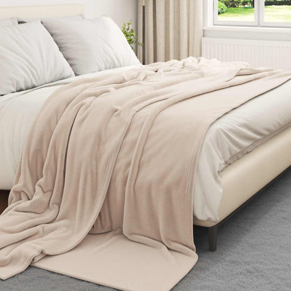 Throw Blanket Beige 220 x 240 cm Fleece