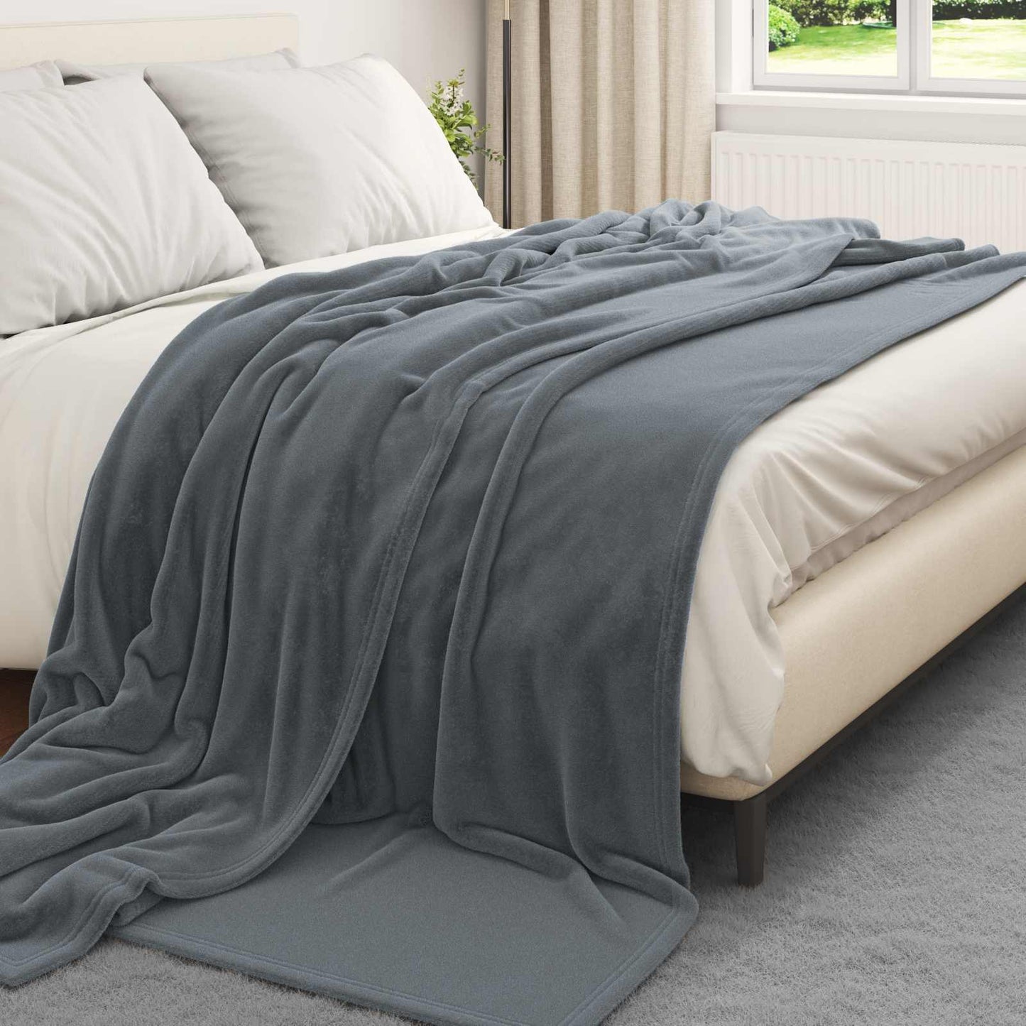 Throw Blanket Dark Grey 240 x 270 cm Fleece