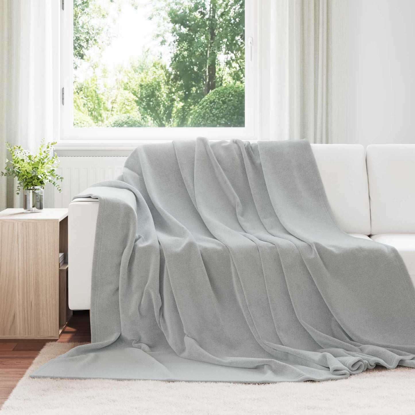 Throw Blanket Grey 240 x 270 cm Fleece