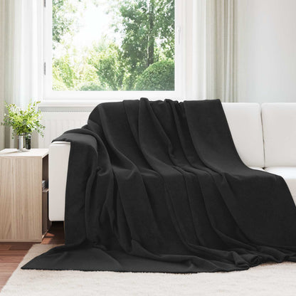 Throw Blanket Black 220 x 240 cm Fleece