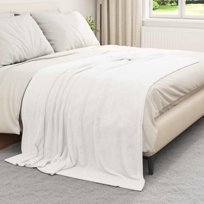 Throw Blanket White 150 x 200 cm Fleece