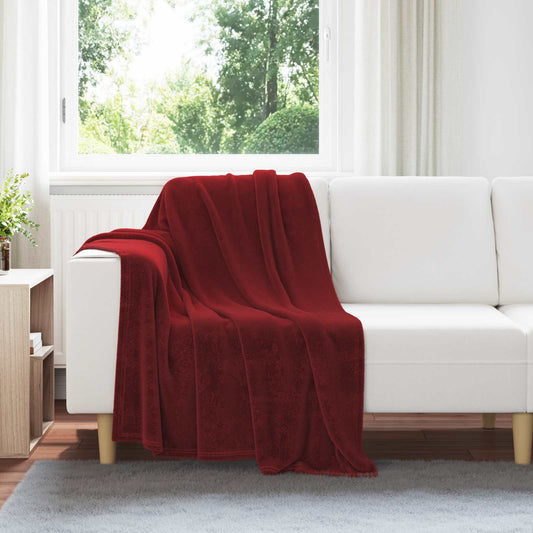 Throw Blanket Bordeaux Red 130 x 150 cm Fleece