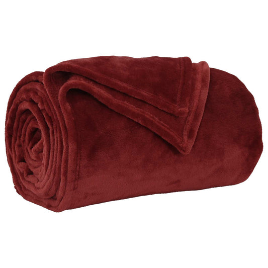 Throw Blanket Bordeaux Red 130 x 150 cm Fleece
