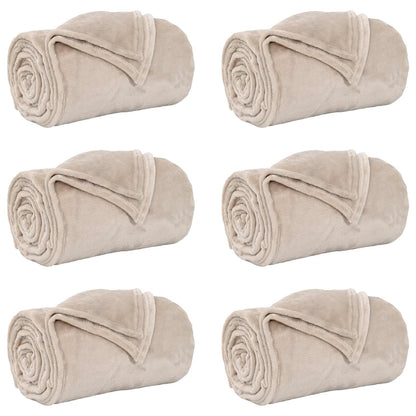 Throw Blankets 6 pcs Beige 150 x 200 cm Fleece