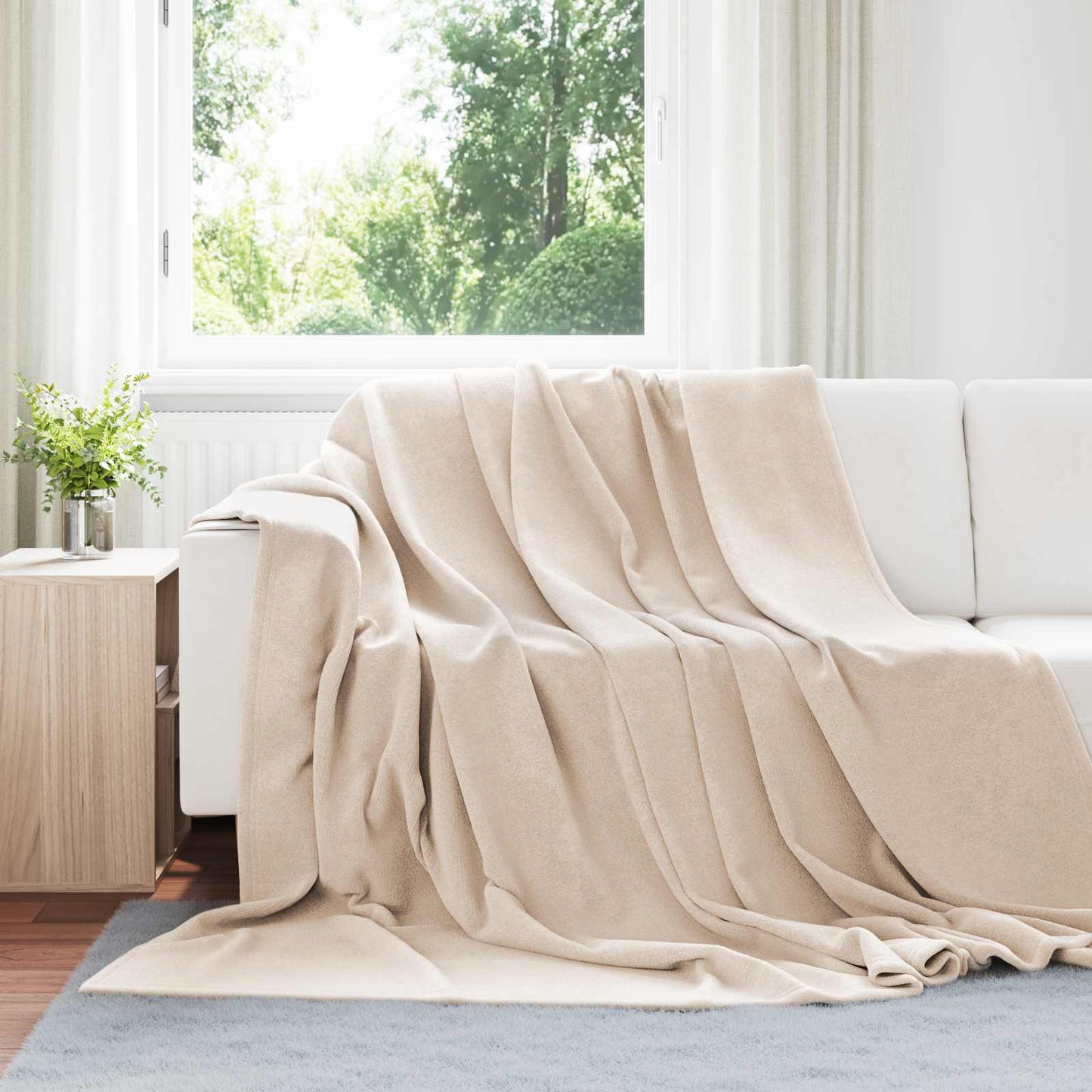 Throw Blankets 6 pcs Beige 220 x 240 cm Fleece