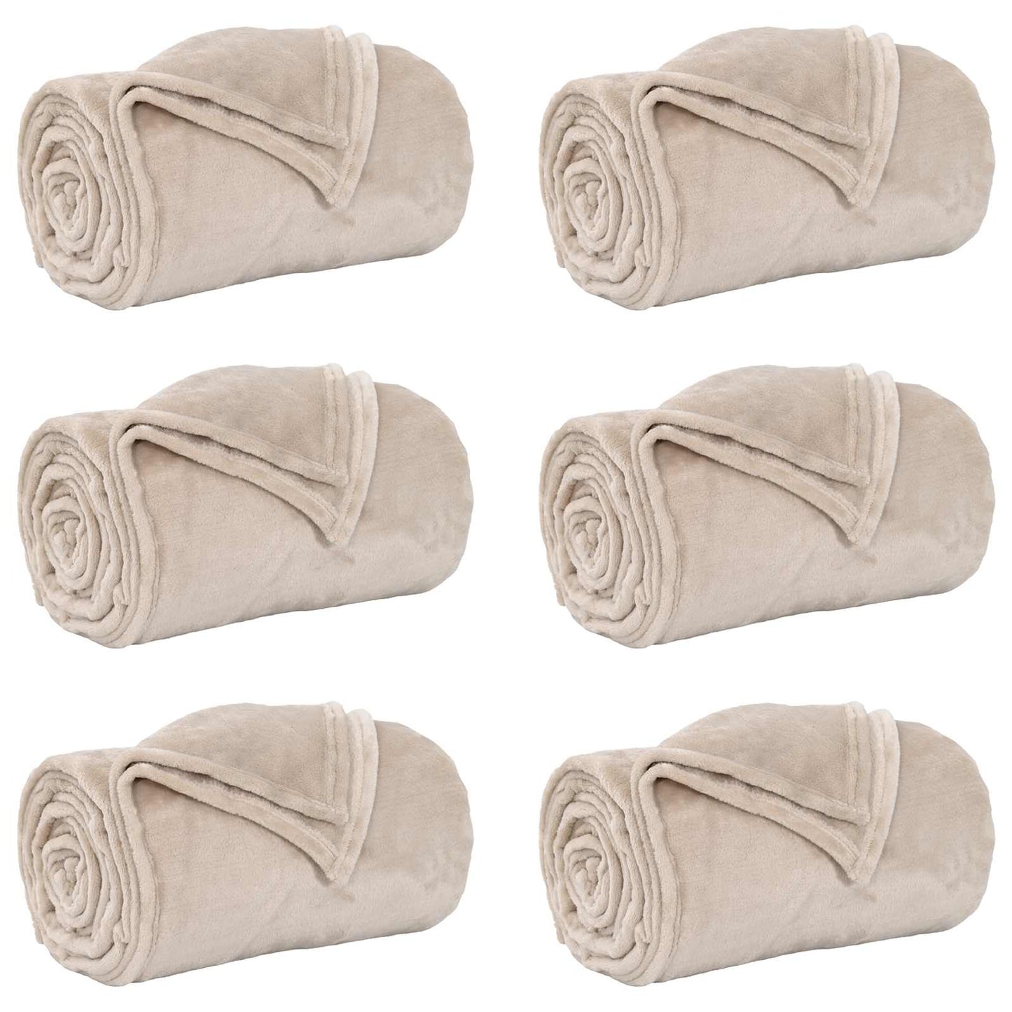 Throw Blankets 6 pcs Beige 220 x 240 cm Fleece