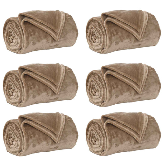 Throw Blankets 6 pcs Camel 130 x 150 cm 3.04 kg Fleece