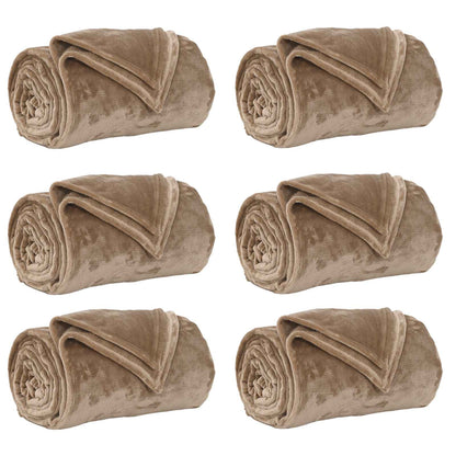 Throw Blankets 6 pcs Camel 150 x 200 cm Fleece