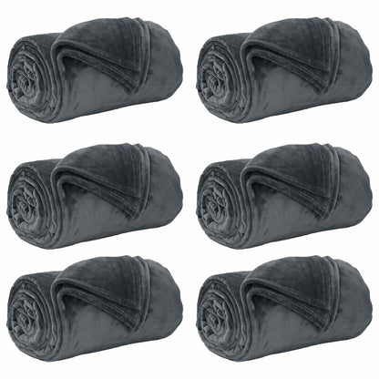 Throw Blankets 6 pcs Dark Grey 150 x 200 cm Fleece