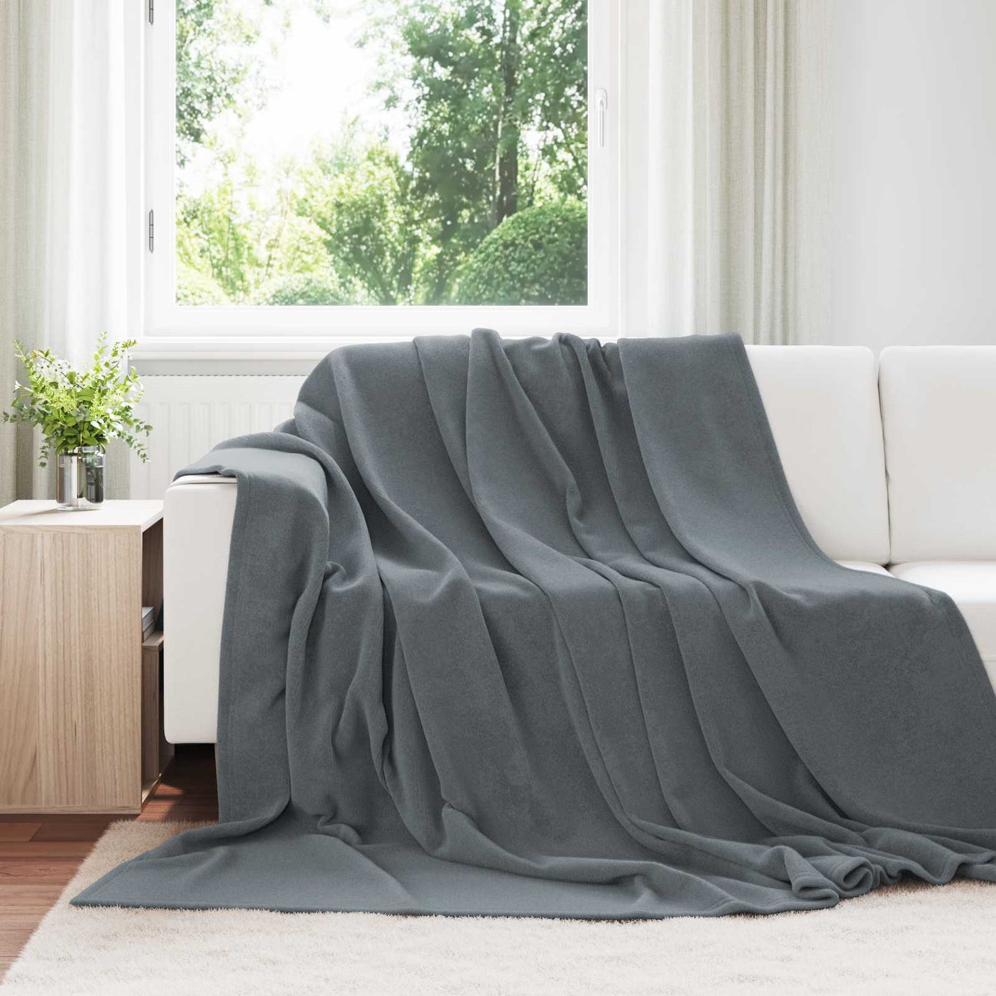 Throw Blankets 6 pcs Dark Grey 220 x 240 cm Fleece