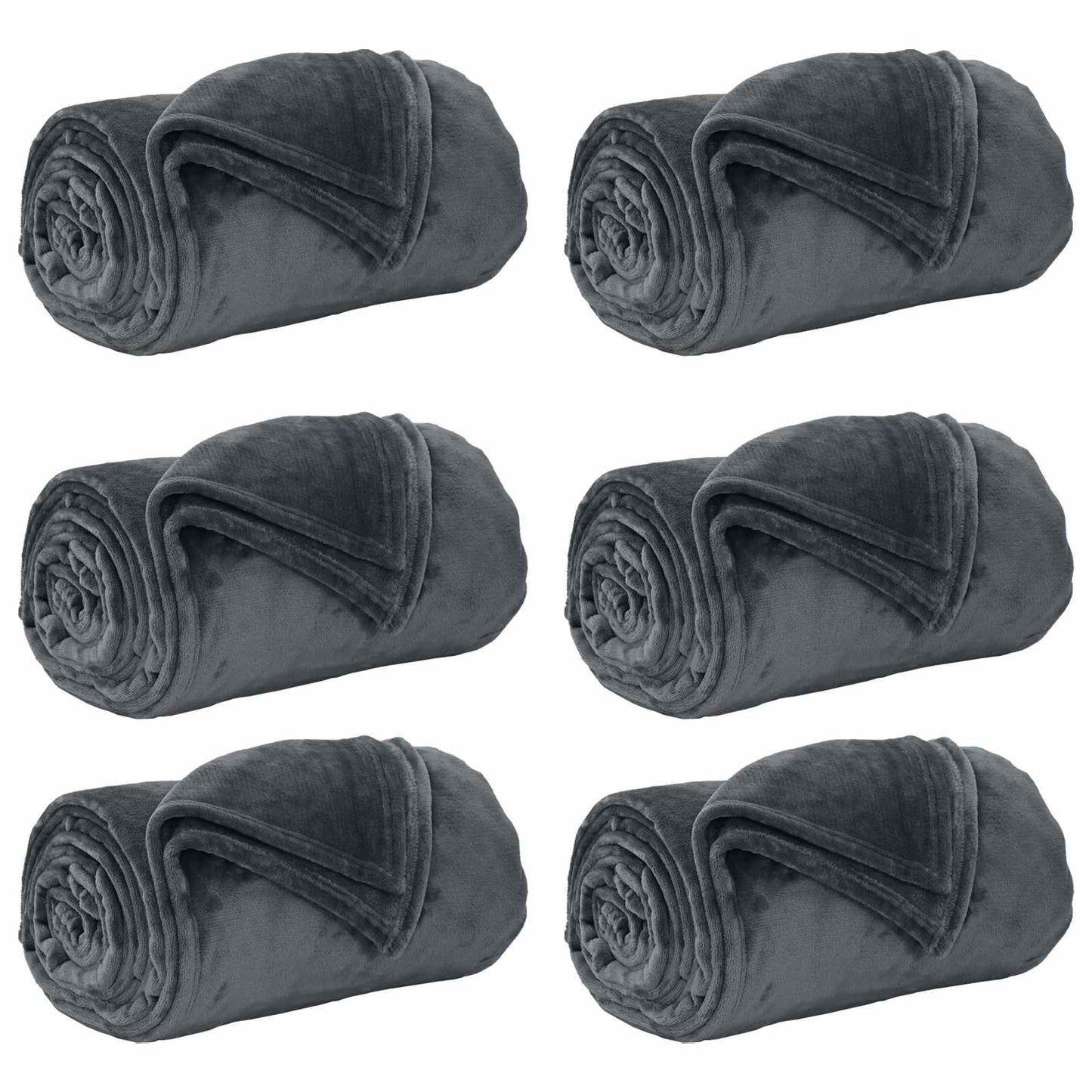 Throw Blankets 6 pcs Dark Grey 240 x 270 cm Fleece