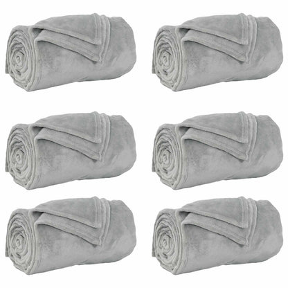 Throw Blankets 6 pcs Grey 130 x 150 cm Fleece