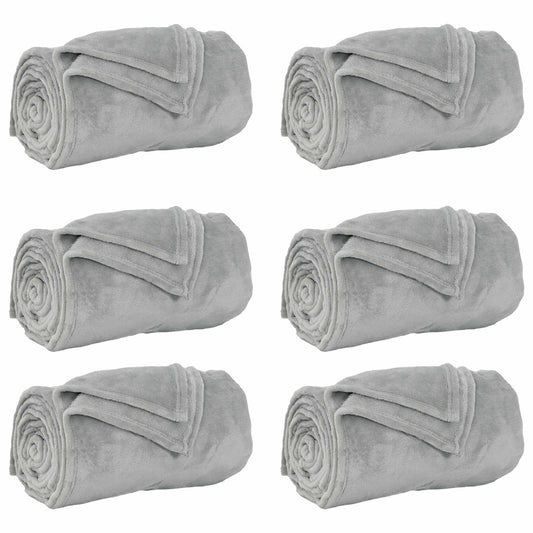 Throw Blankets 6 pcs Grey 220 x 240 cm 8.24 kg Fleece