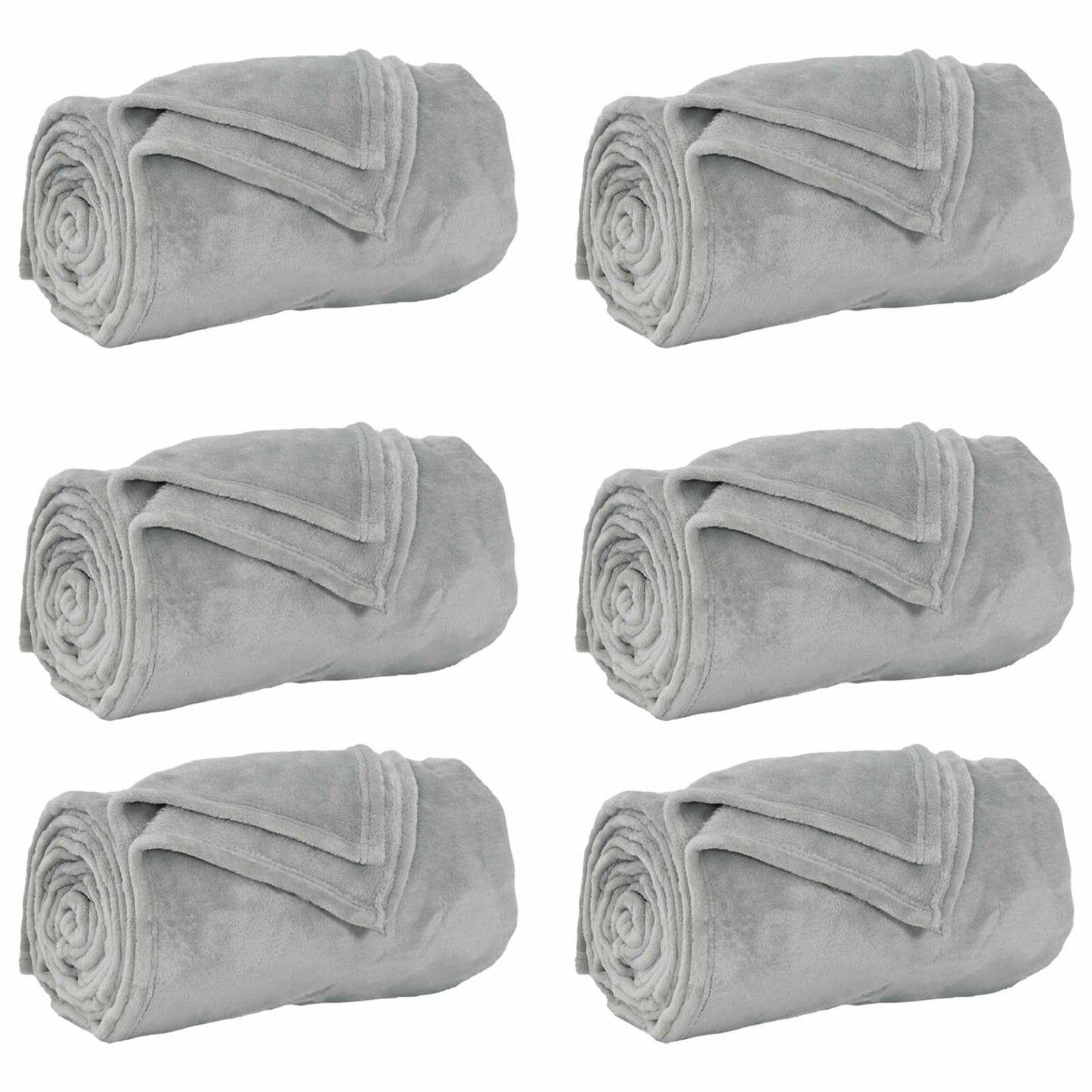 Throw Blankets 6 pcs Grey 240 x 270 cm Fleece