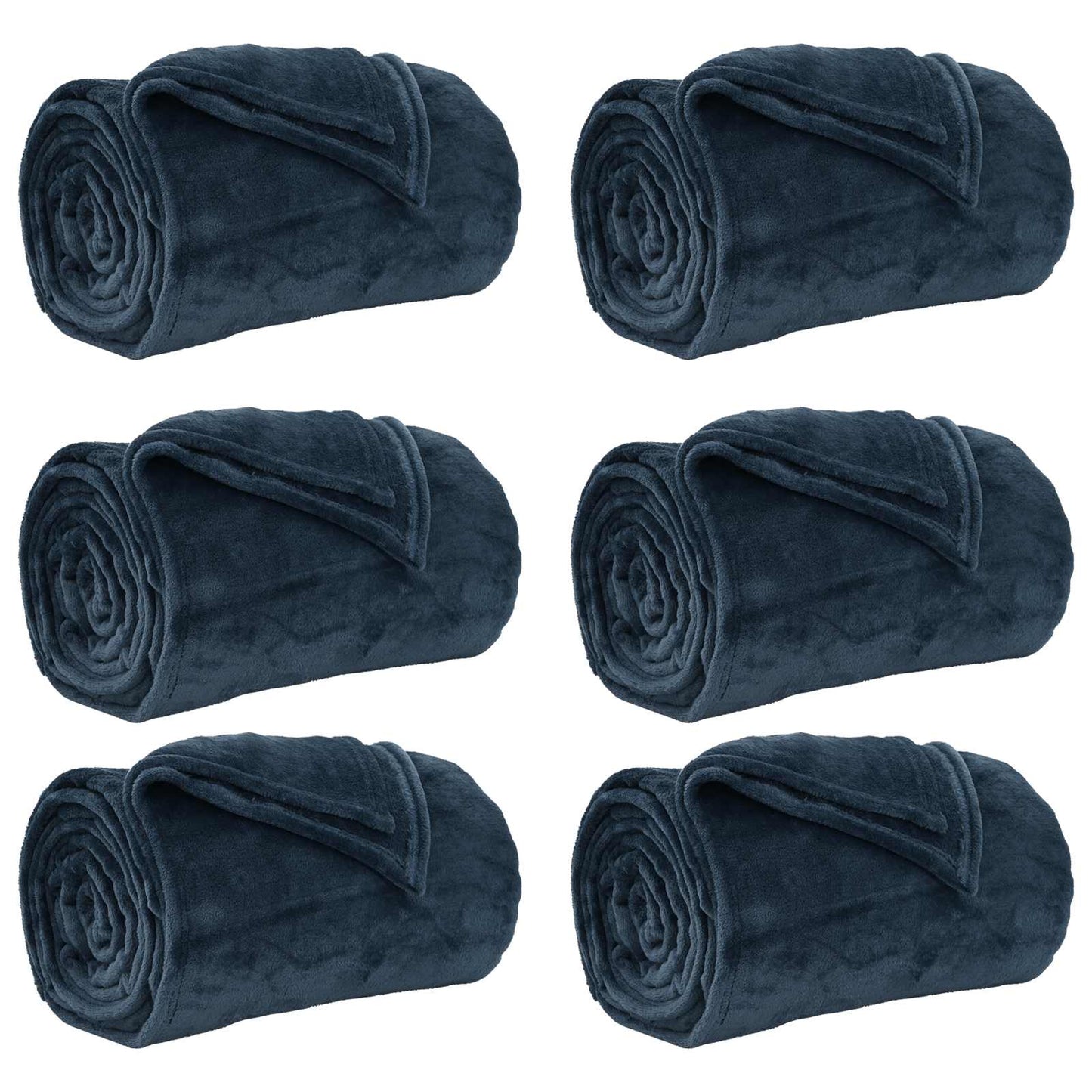 Throw Blankets 6 pcs Navy Blue 150 x 200 cm Fleece