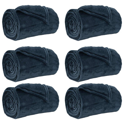 Throw Blankets 6 pcs Navy Blue 240 x 270 cm Fleece