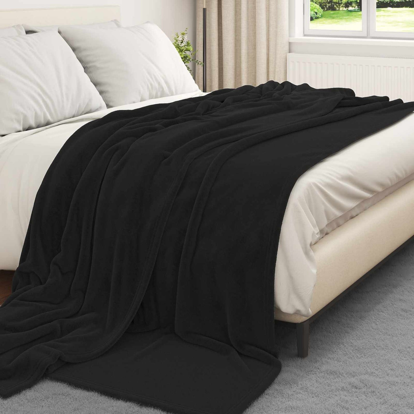 Throw Blankets 6 pcs Black 240 x 270 cm Fleece