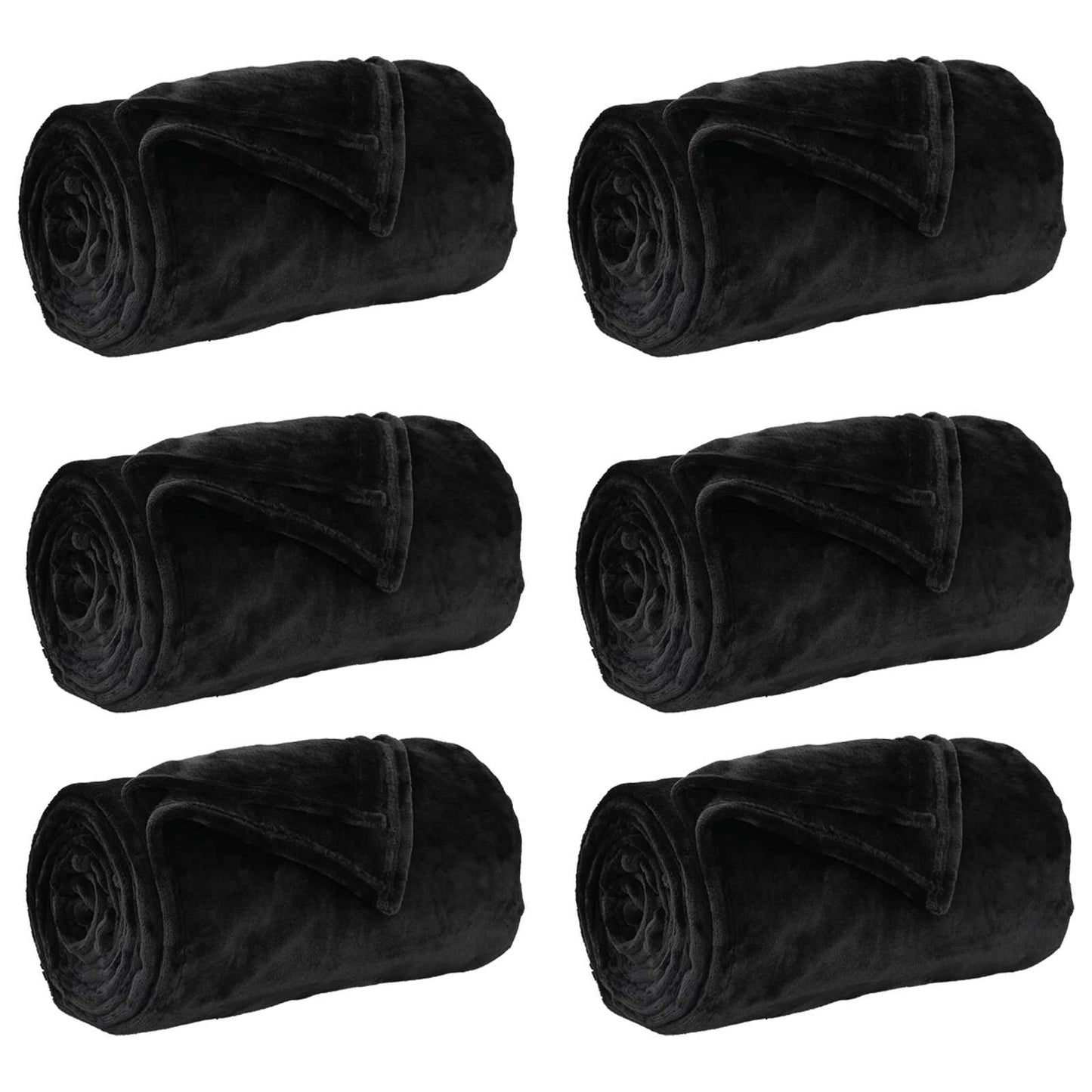Throw Blankets 6 pcs Black 240 x 270 cm Fleece