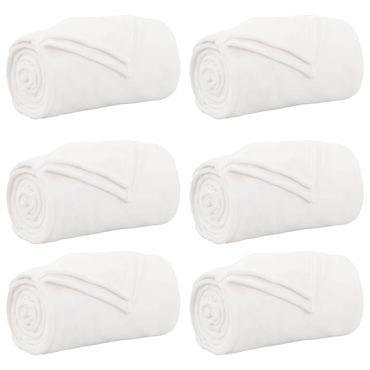 Throw Blankets 6 pcs White 150 x 200 cm 4.68 kg Fleece