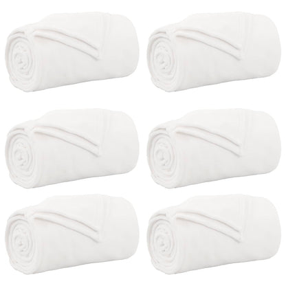 Throw Blankets 6 pcs White 220 x 240 cm Fleece