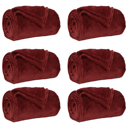 Throw Blankets 6 pcs Bordeaux Red 130 x 150 cm Fleece