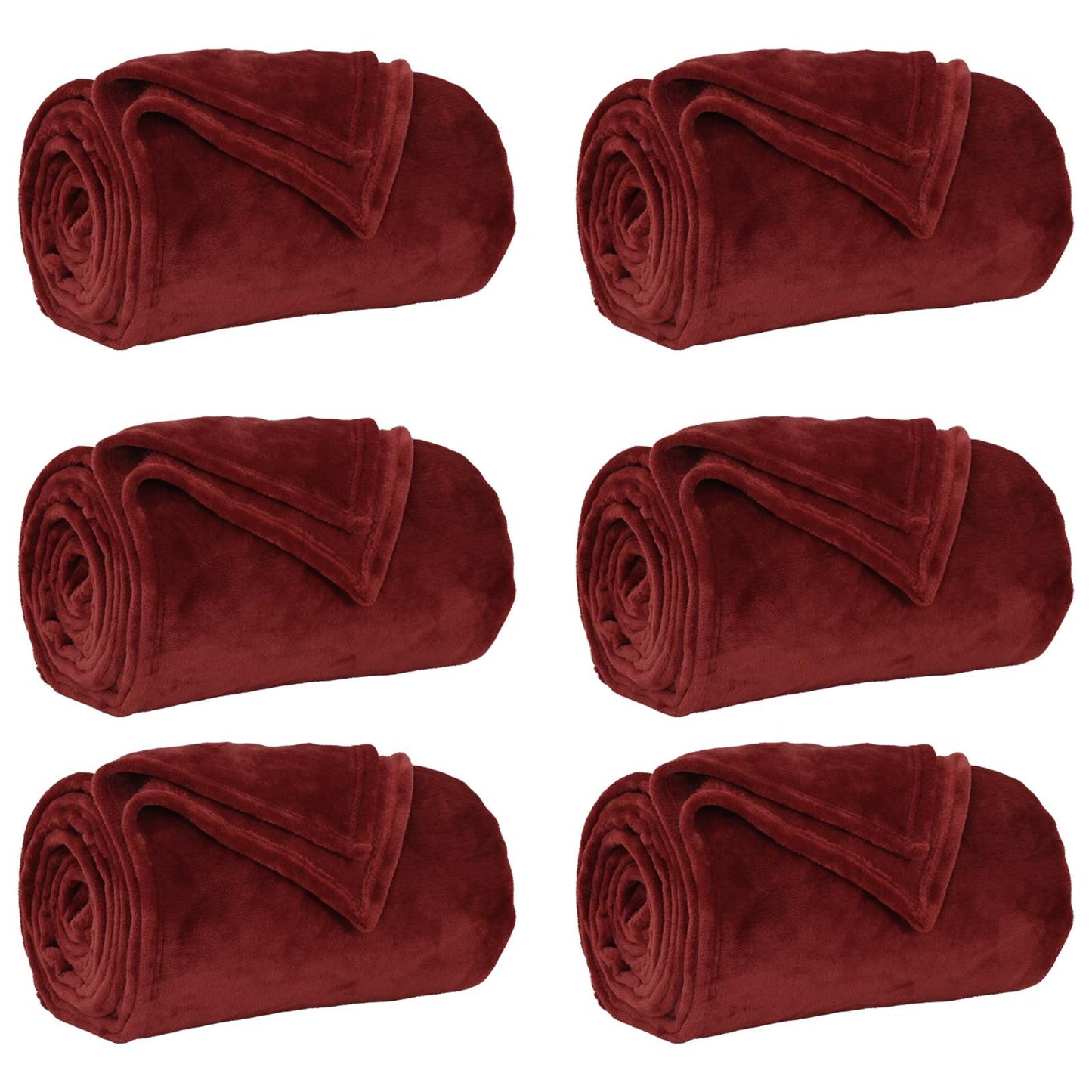Throw Blankets 6 pcs Bordeaux Red 220 x 240 cm Fleece