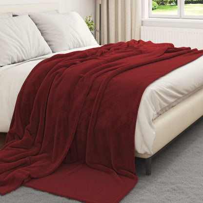 Throw Blankets 6 pcs Bordeaux Red 240 x 270 cm Fleece